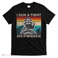 I Run A Tight Shipwreck Funny Raccoon Captain Vintage T-Shirt thumb 0