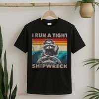 I Run A Tight Shipwreck Funny Raccoon Captain Vintage T-Shirt thumb 2