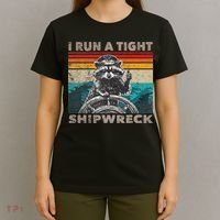 I Run A Tight Shipwreck Funny Raccoon Captain Vintage T-Shirt thumb 4