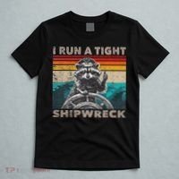 I Run A Tight Shipwreck Funny Raccoon Captain Vintage T-Shirt thumb 5