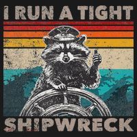 I Run A Tight Shipwreck Funny Raccoon Captain Vintage T-Shirt thumb 7