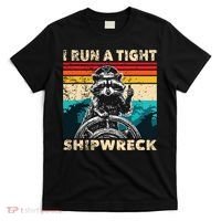 I Run A Tight Shipwreck Funny Raccoon Captain Vintage T-Shirt thumb 0