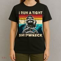 I Run A Tight Shipwreck Funny Raccoon Captain Vintage T-Shirt thumb 4