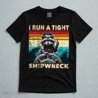 I Run A Tight Shipwreck Funny Raccoon Captain Vintage T-Shirt thumb 5