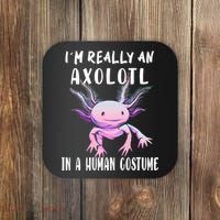 I'm Really An Axolotl In A Human Funny Halloween Costume Coaster thumb 0