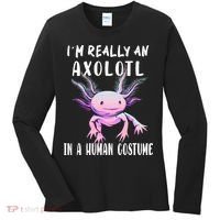 I'm Really An Axolotl In A Human Funny Halloween Costume Women's Long Sleeve Shirt thumb 0