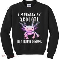 I'm Really An Axolotl In A Human Funny Halloween Costume Kids Sweatshirt thumb 0