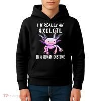I'm Really An Axolotl In A Human Funny Halloween Costume Kids Hoodie thumb 4