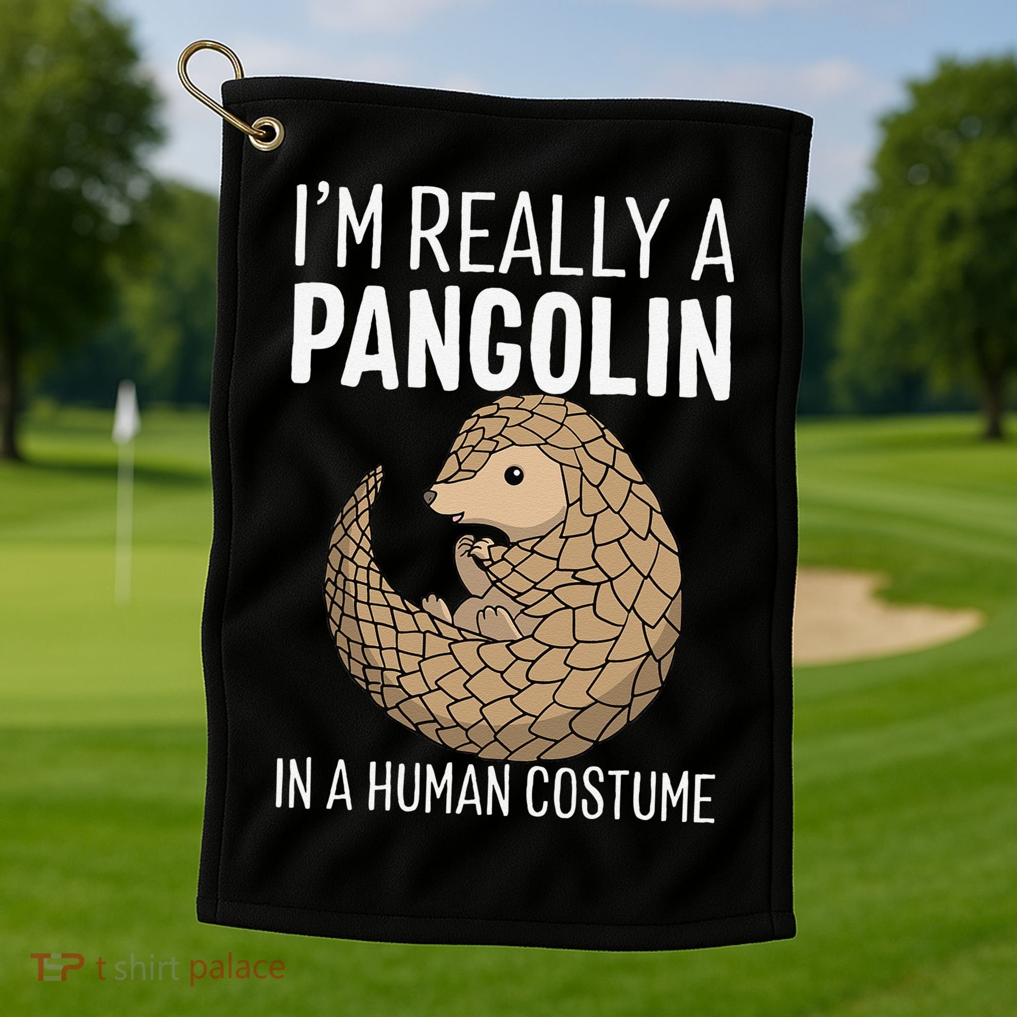 Im Really A Pangolin In A Human Costume Halloween Golf Towel