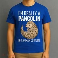 Im Really A Pangolin In A Human Costume Halloween T-Shirt thumb 3