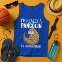 Im Really A Pangolin In A Human Costume Halloween Tank Top thumb 4