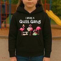 I Run A Quilt Gang Funny Quilting Kids Hoodie thumb 3