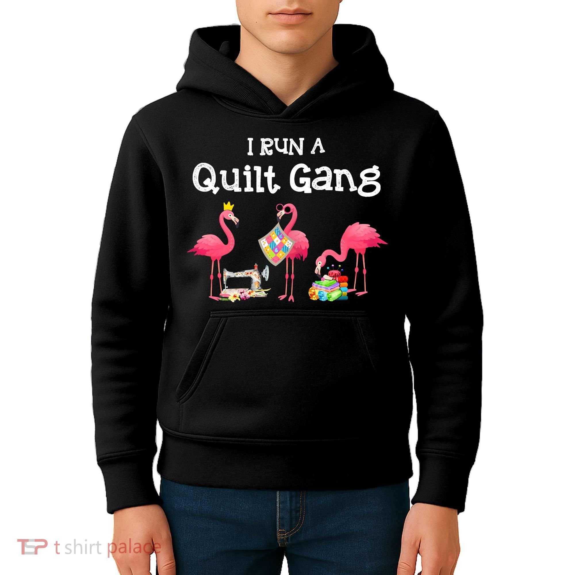 I Run A Quilt Gang Funny Quilting Kids Hoodie