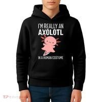 I'm Really An Axolotl In A Human Costume Halloween Funny  Kids Hoodie thumb 4