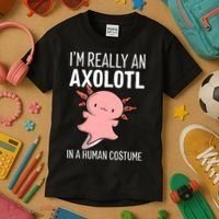 I'm Really An Axolotl In A Human Costume Halloween Funny  Kids T-Shirt thumb 3