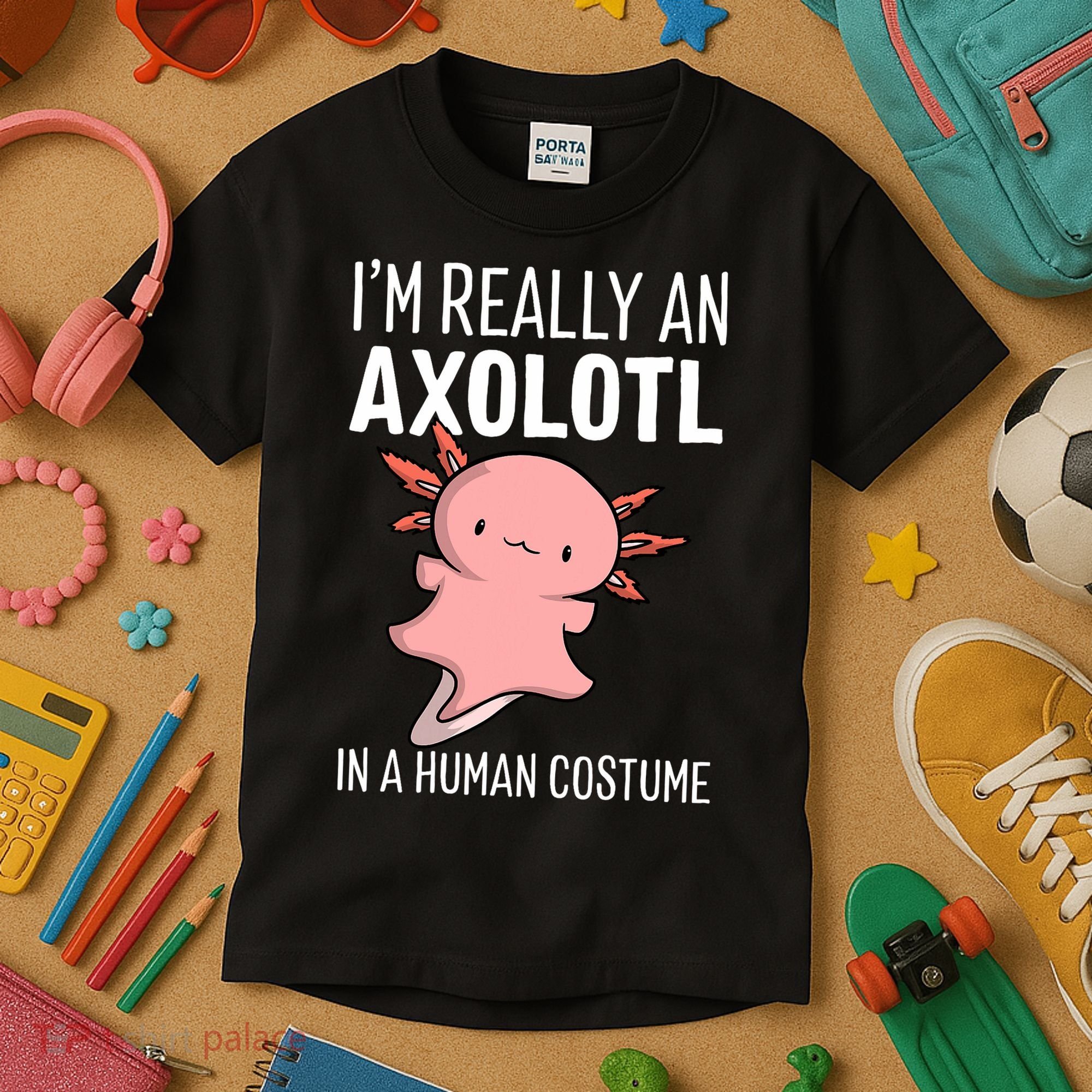 I'm Really An Axolotl In A Human Costume Halloween Funny  Kids T-Shirt