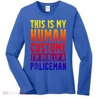 I'm Really A Policeman Police Officer Law Enforcement Gift Women's Long Sleeve Shirt thumb 0