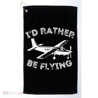 Id Rather Be Flying Funny Pilot Aviation Airplane Gift Golf Towel thumb 0