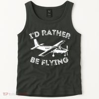 Id Rather Be Flying Funny Pilot Aviation Airplane Gift Tank Top thumb 2