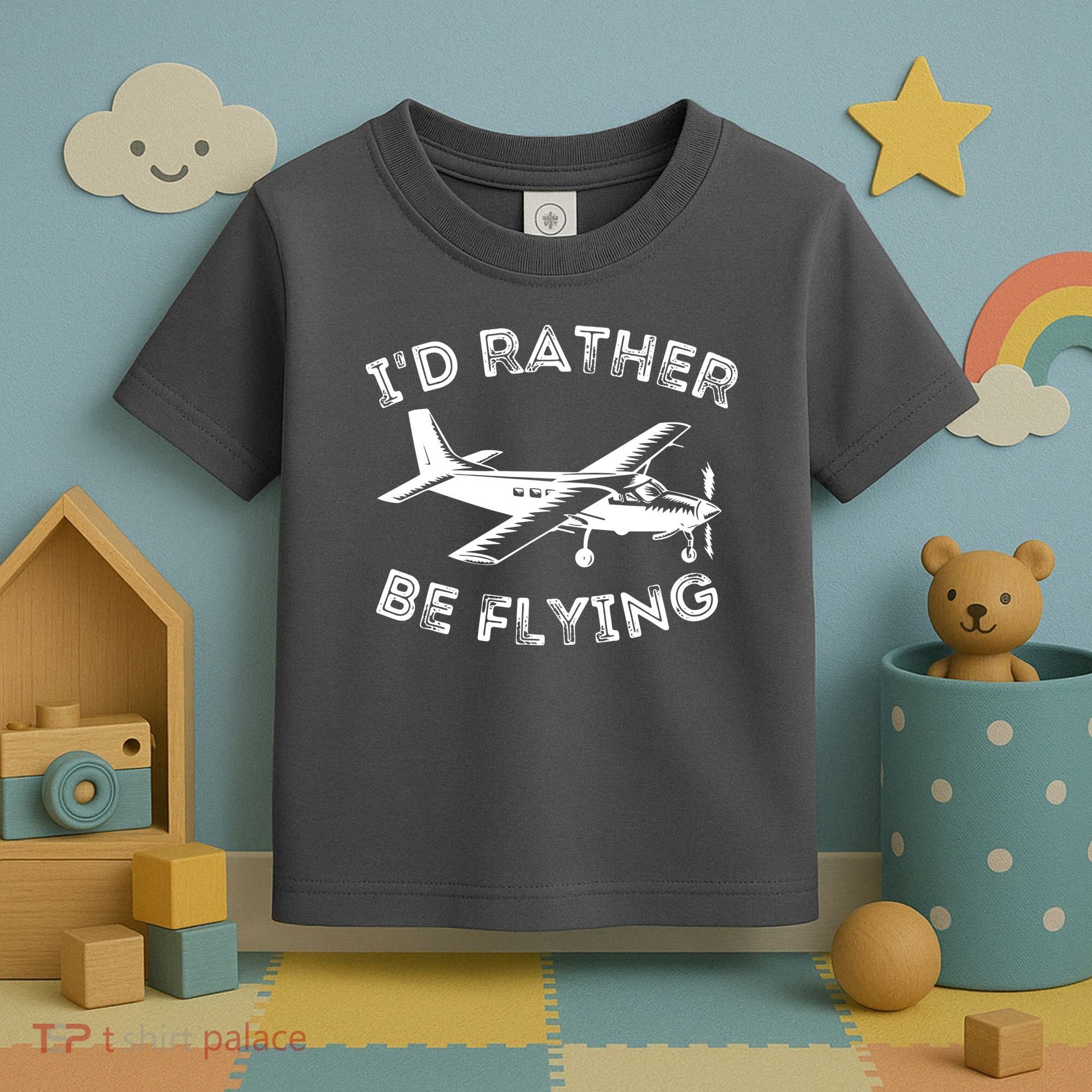 Id Rather Be Flying Funny Pilot Aviation Airplane Gift Toddler T-Shirt
