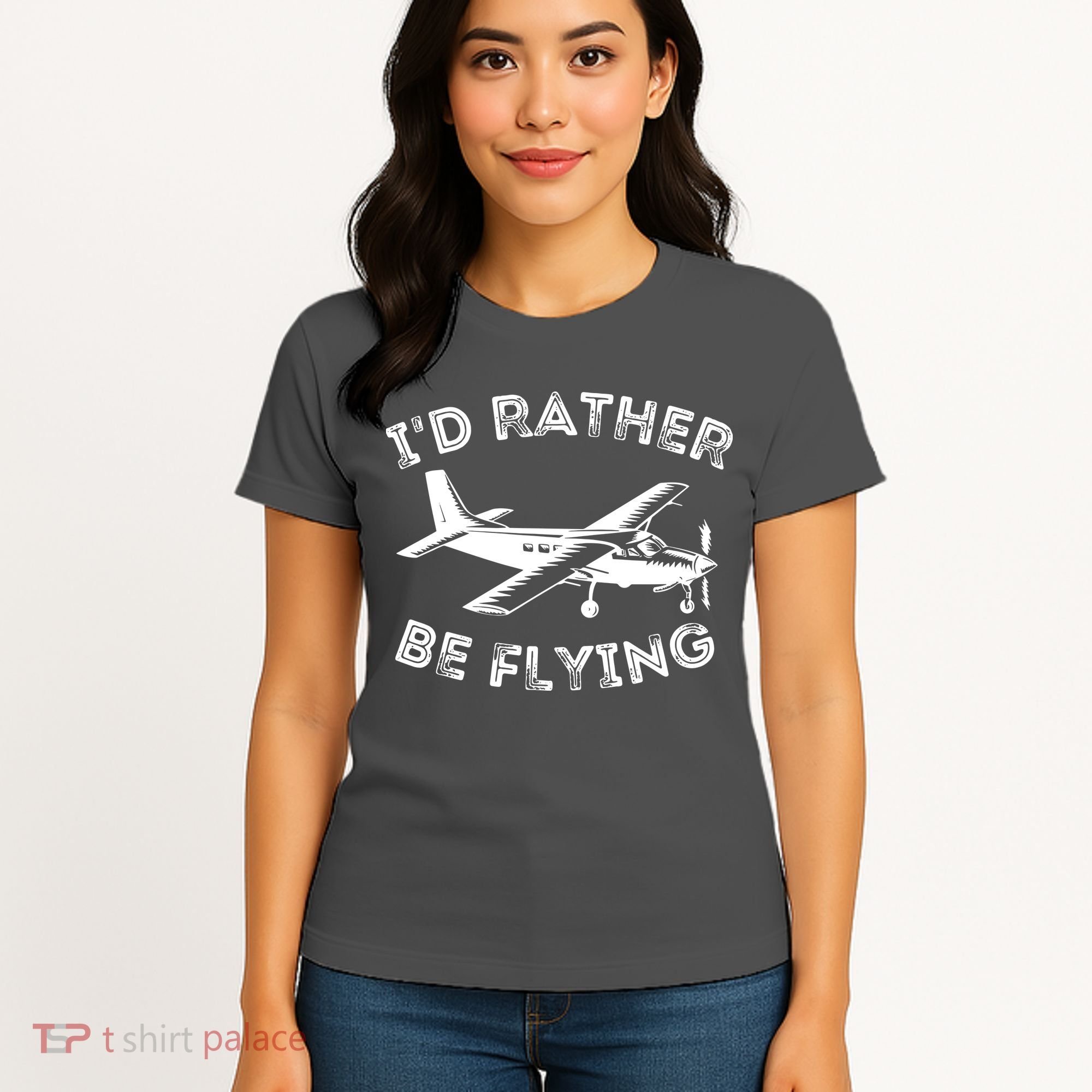 Id Rather Be Flying Funny Pilot Aviation Airplane Gift Women's T-Shirt