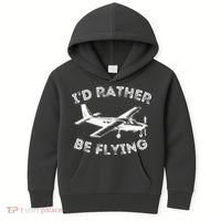 Id Rather Be Flying Funny Pilot Aviation Airplane Gift Kids Hoodie thumb 0