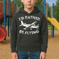 Id Rather Be Flying Funny Pilot Aviation Airplane Gift Kids Hoodie thumb 2
