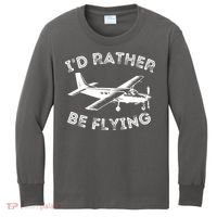 Id Rather Be Flying Funny Pilot Aviation Airplane Gift Kids Long Sleeve Shirt thumb 0