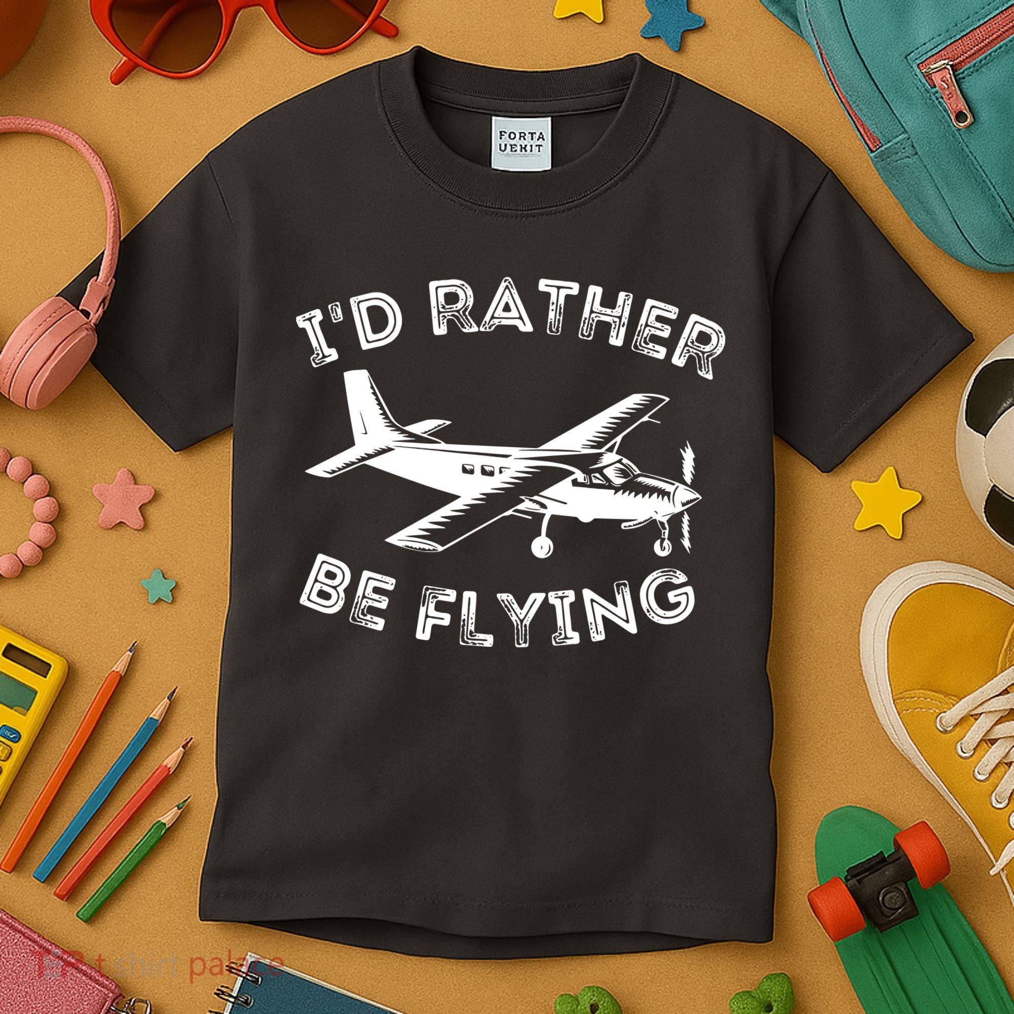 Id Rather Be Flying Funny Pilot Aviation Airplane Gift Kids T-Shirt