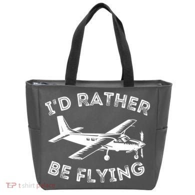 Id Rather Be Flying Funny Pilot Aviation Airplane Gift Tote Bag