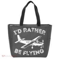 Id Rather Be Flying Funny Pilot Aviation Airplane Gift Tote Bag thumb 0