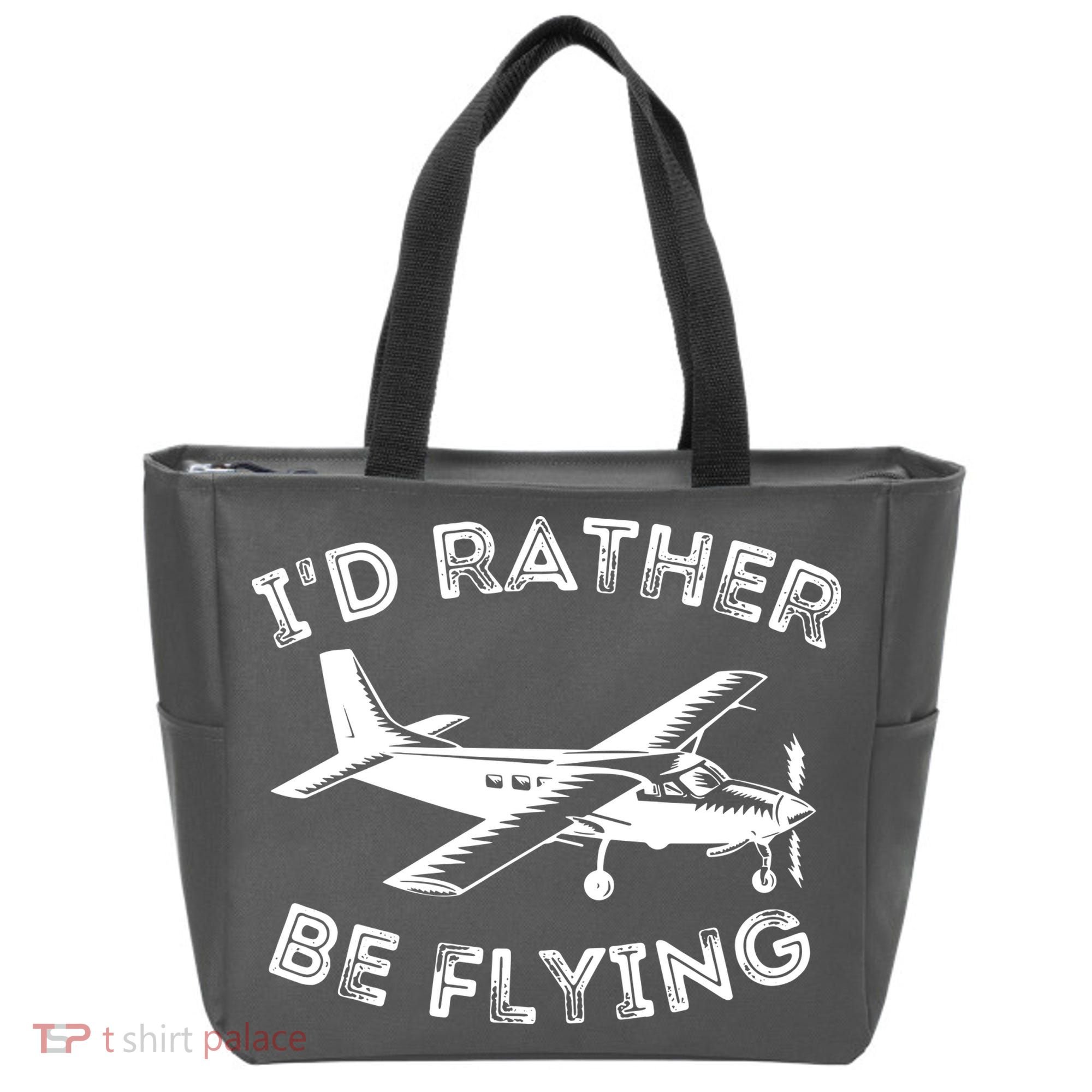 Id Rather Be Flying Funny Pilot Aviation Airplane Gift Tote Bag