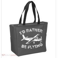 Id Rather Be Flying Funny Pilot Aviation Airplane Gift Tote Bag thumb 2