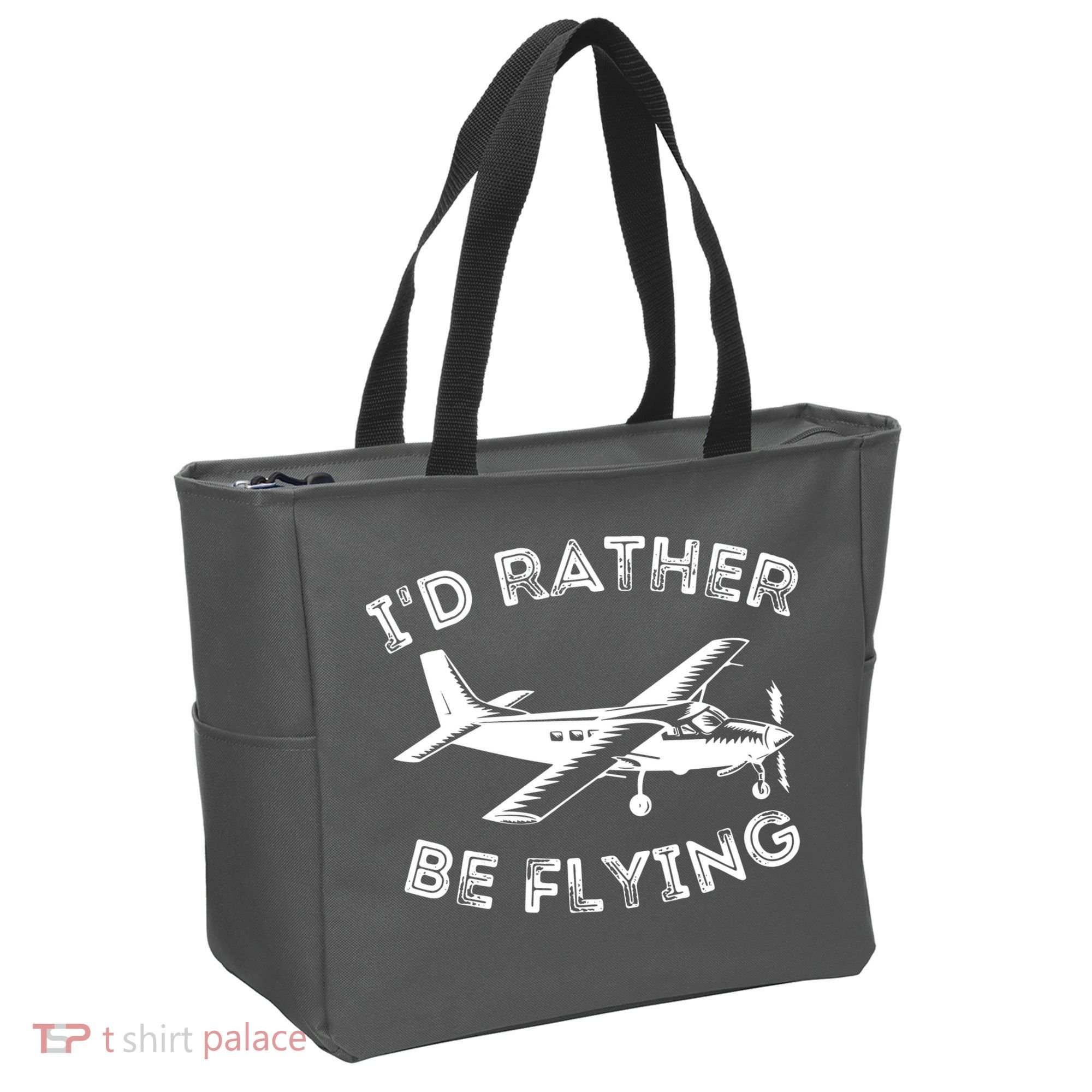 Id Rather Be Flying Funny Pilot Aviation Airplane Gift Tote Bag