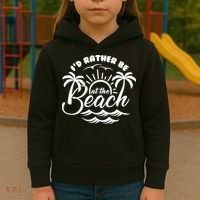 I'd Rather Be At The Beach Vacation Kids Hoodie thumb 3
