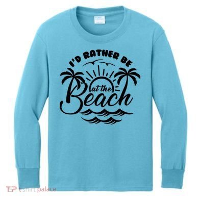 I'd Rather Be At The Beach Vacation Kids Long Sleeve Shirt