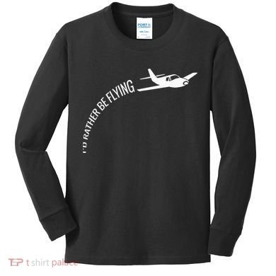 I'd Rather Be Flying Airplane Pilot Kids Long Sleeve Shirt