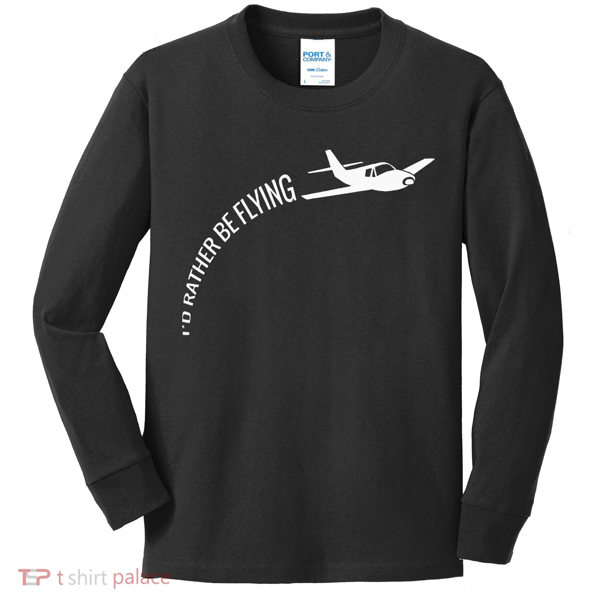 I'd Rather Be Flying Airplane Pilot Kids Long Sleeve Shirt