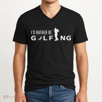 I'd Rather Be Golfing For Golfer Funny Golf V-Neck T-Shirt thumb 2