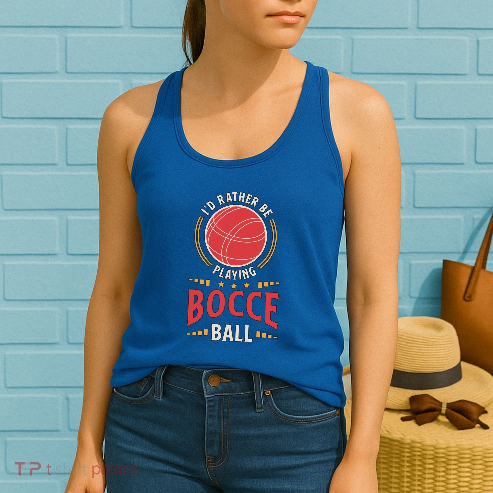 ID Rather Be Playing Bocce Ball Lawn Bowling Bocce Ball Meaningful Gift Women's Tank Top