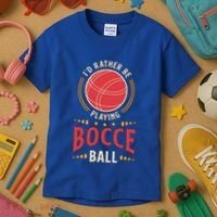 ID Rather Be Playing Bocce Ball Lawn Bowling Bocce Ball Meaningful Gift Kids T-Shirt thumb 3