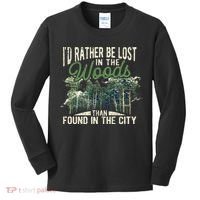 I'd Rather Be Lost In The Woods Than Found In The City Hunt Kids Long Sleeve Shirt thumb 0