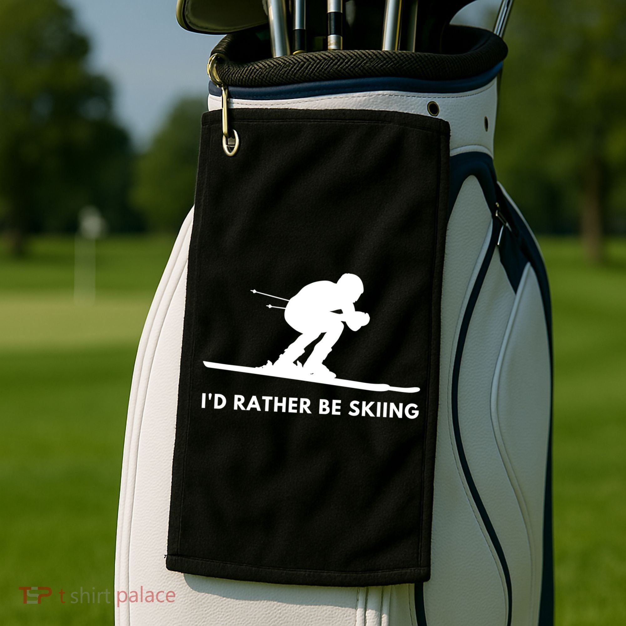 Id Rather Be Skiing Funny Quote For Skiers Ski Lover Gift Golf Towel