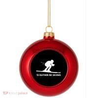 Id Rather Be Skiing Funny Quote For Skiers Ski Lover Gift Plastic Christmas Ball Ornament thumb 0