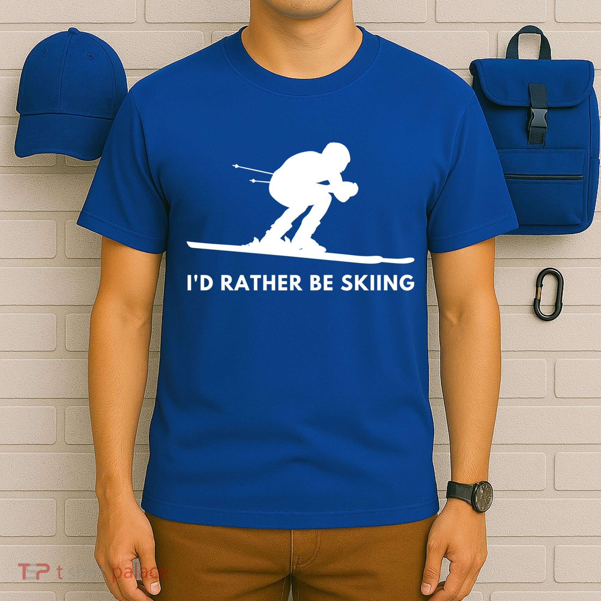 Id Rather Be Skiing Funny Quote For Skiers Ski Lover Gift T-Shirt