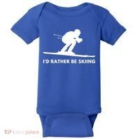 Id Rather Be Skiing Funny Quote For Skiers Ski Lover Gift Baby Bodysuit thumb 0