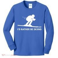 Id Rather Be Skiing Funny Quote For Skiers Ski Lover Gift Kids Long Sleeve Shirt thumb 0