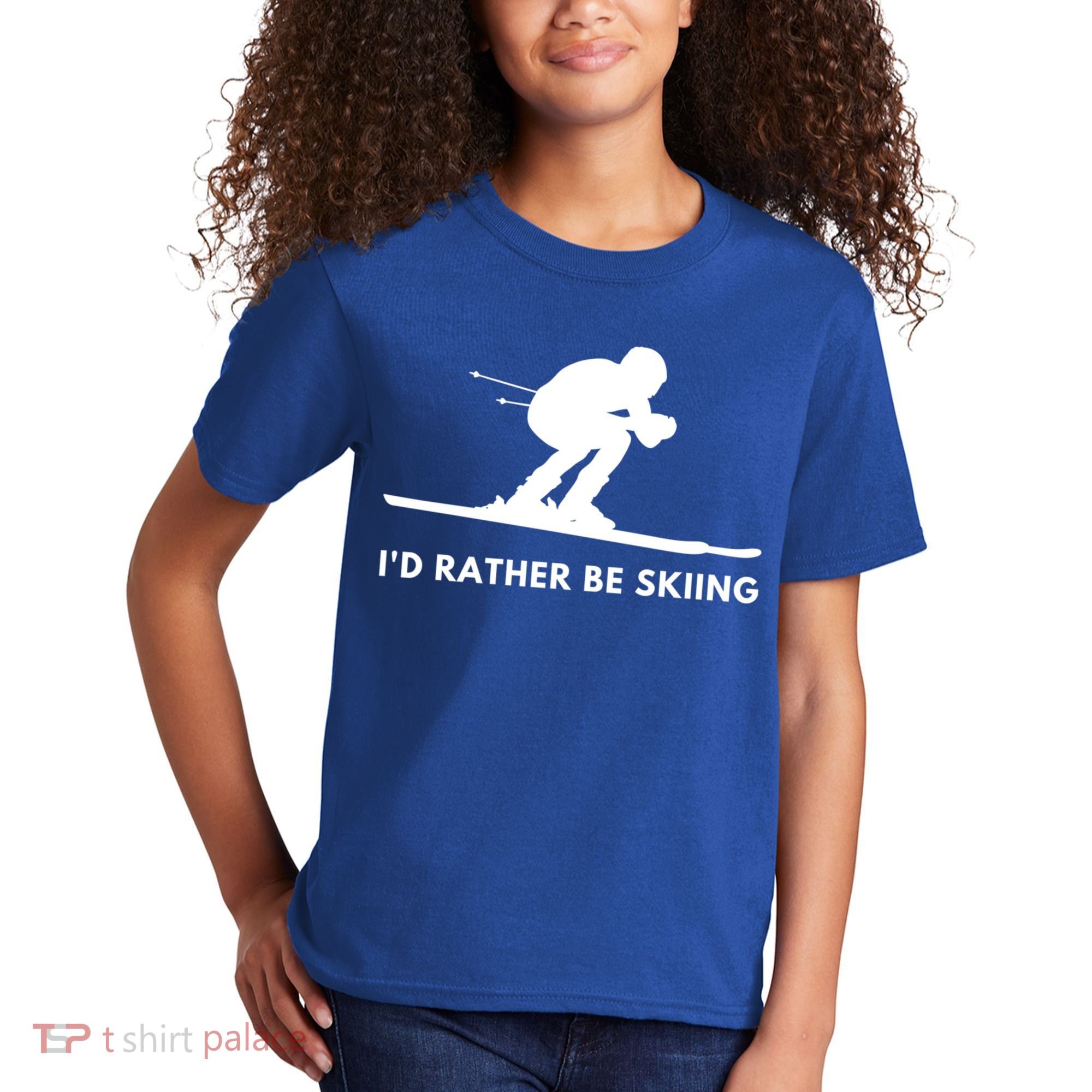 Id Rather Be Skiing Funny Quote For Skiers Ski Lover Gift Kids T-Shirt