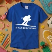 Id Rather Be Skiing Funny Quote For Skiers Ski Lover Gift Kids T-Shirt thumb 3