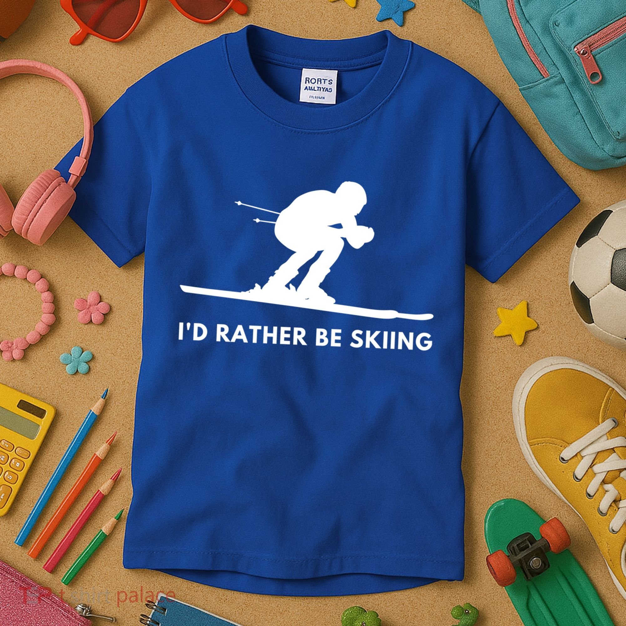 Id Rather Be Skiing Funny Quote For Skiers Ski Lover Gift Kids T-Shirt